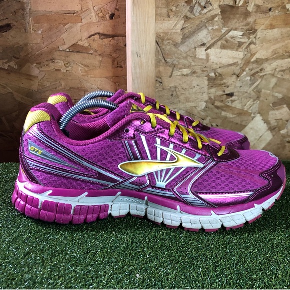Brooks Shoes Brooks Adrenaline Gts 4 Pink Yellow Lace Up Sneakers